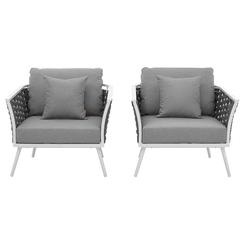 Modway Stance Patio Chair in White and Gray (Set of 2)