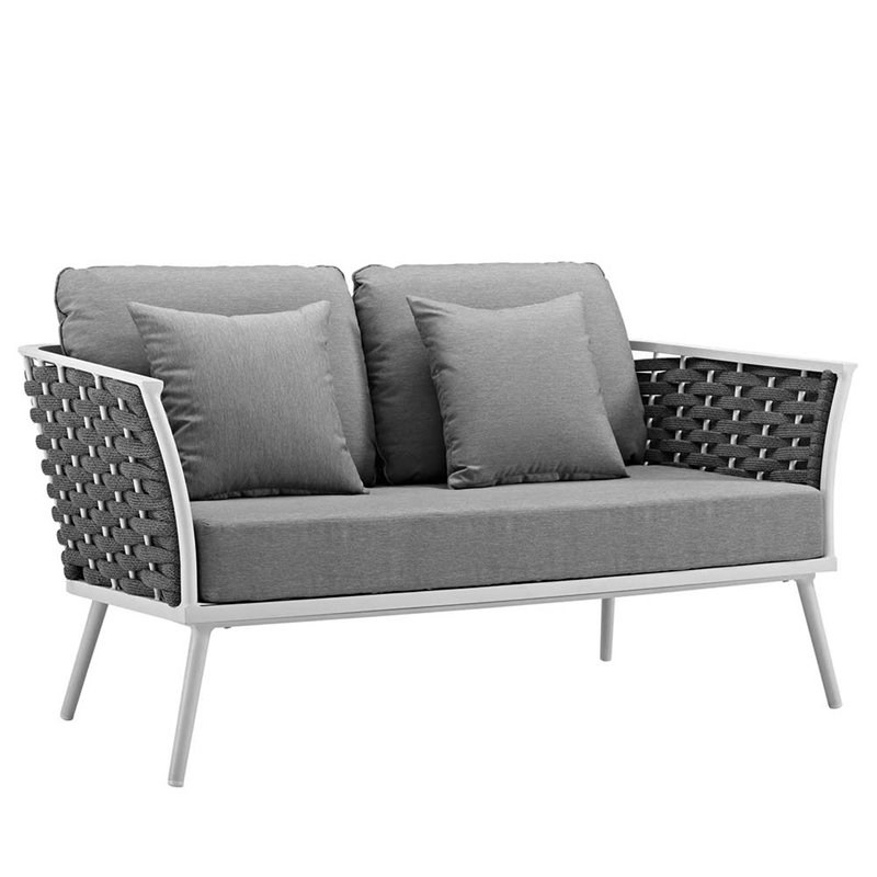 Modway Stance 4 Piece Patio Sofa Set in White and Gray