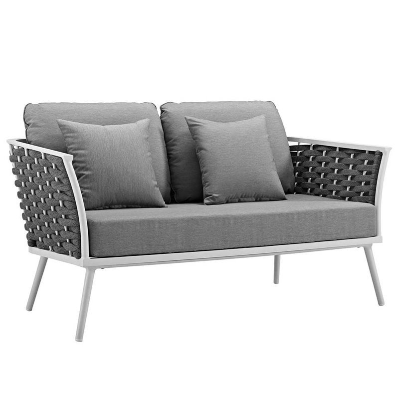 Modway Stance 6 Piece Patio Sofa Set in White and Gray