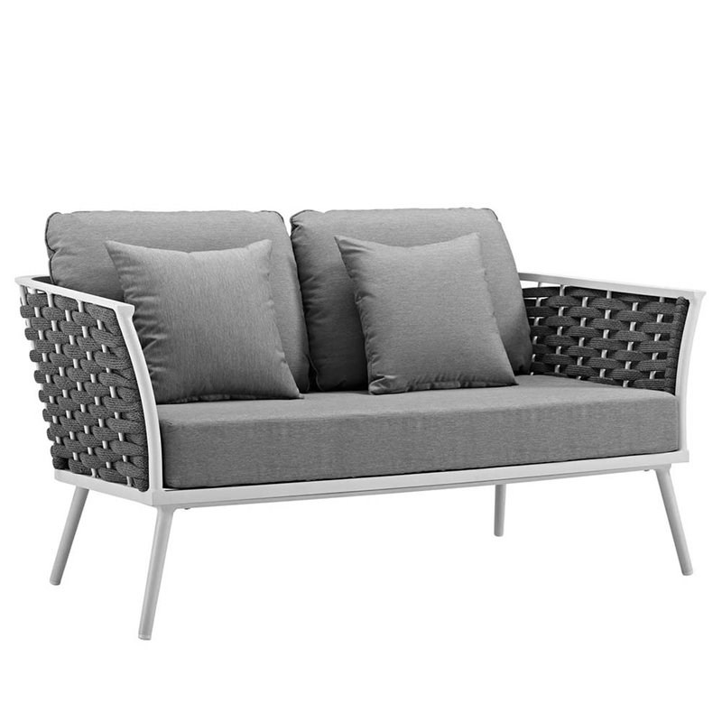 Modway Stance 7 Piece Patio Sofa Set in White and Gray