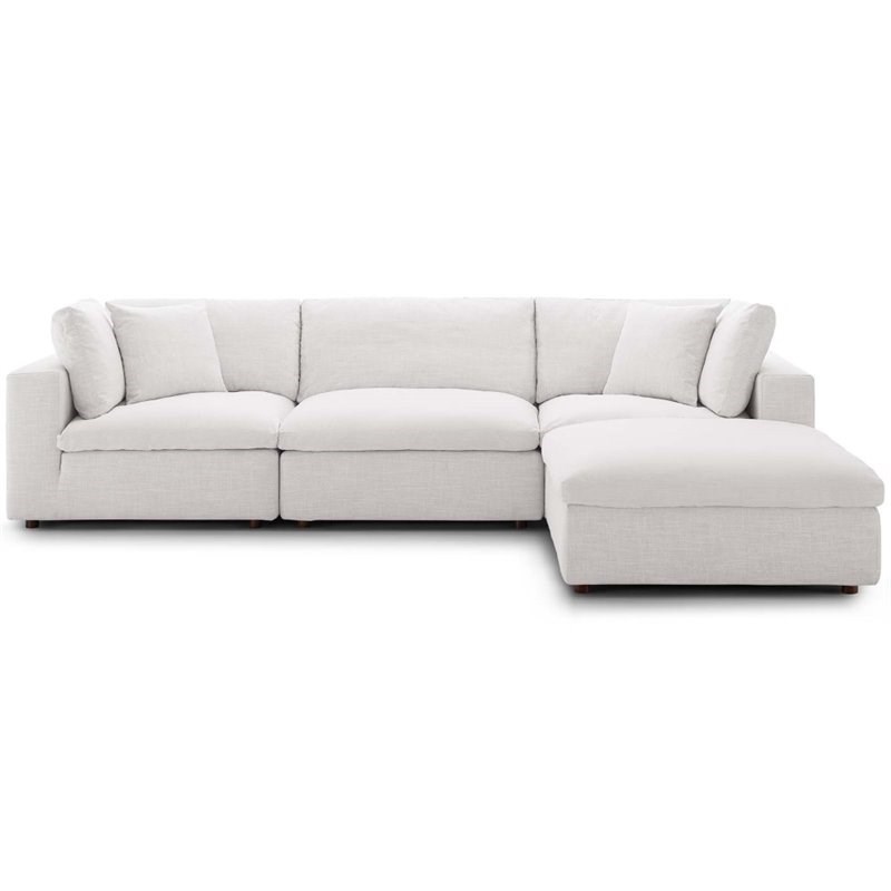 modway commix 4 piece down filled overstuffed sectional sofa set in