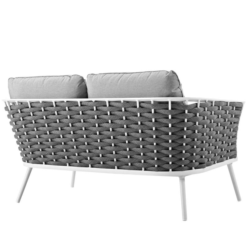 Modway Stance Aluminum Patio Loveseat in White Gray