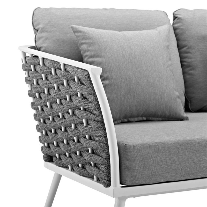 Modway Stance Aluminum Patio Loveseat in White Gray