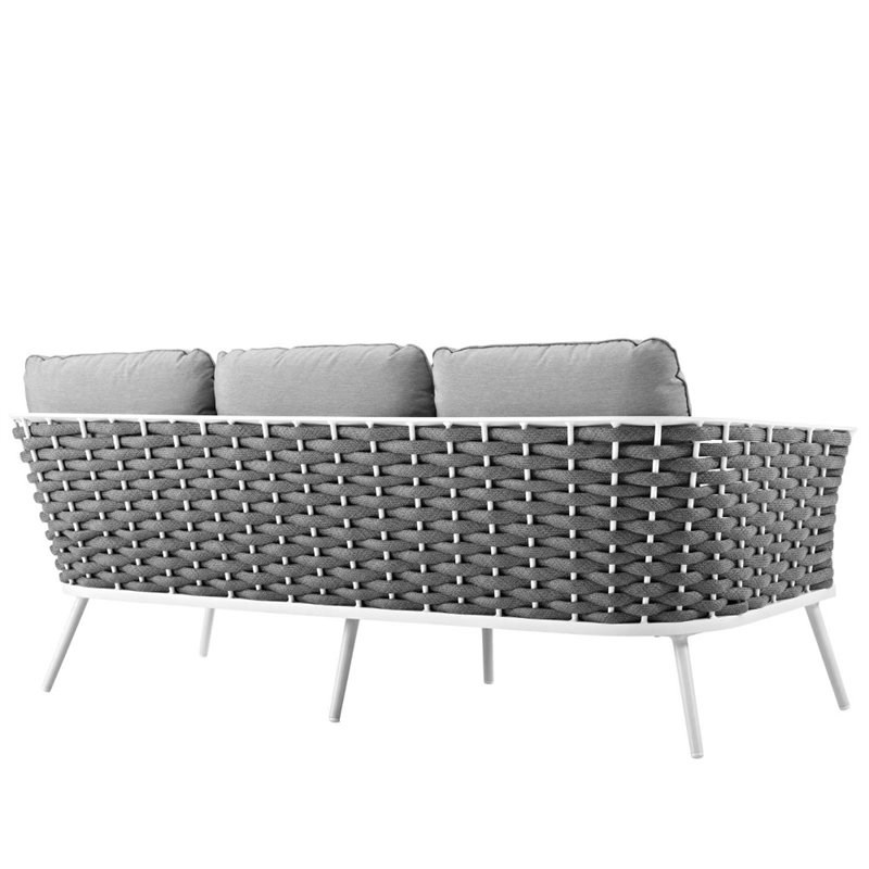 Modway Stance Aluminum Patio Sofa in White Gray