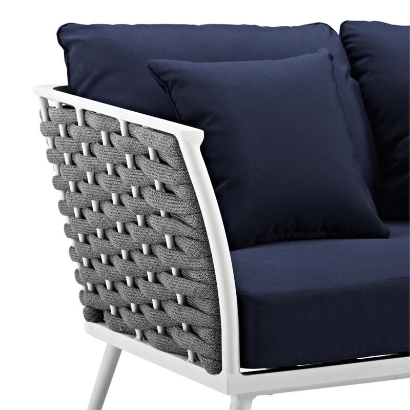 Modway Stance Aluminum Patio Sofa in White navy