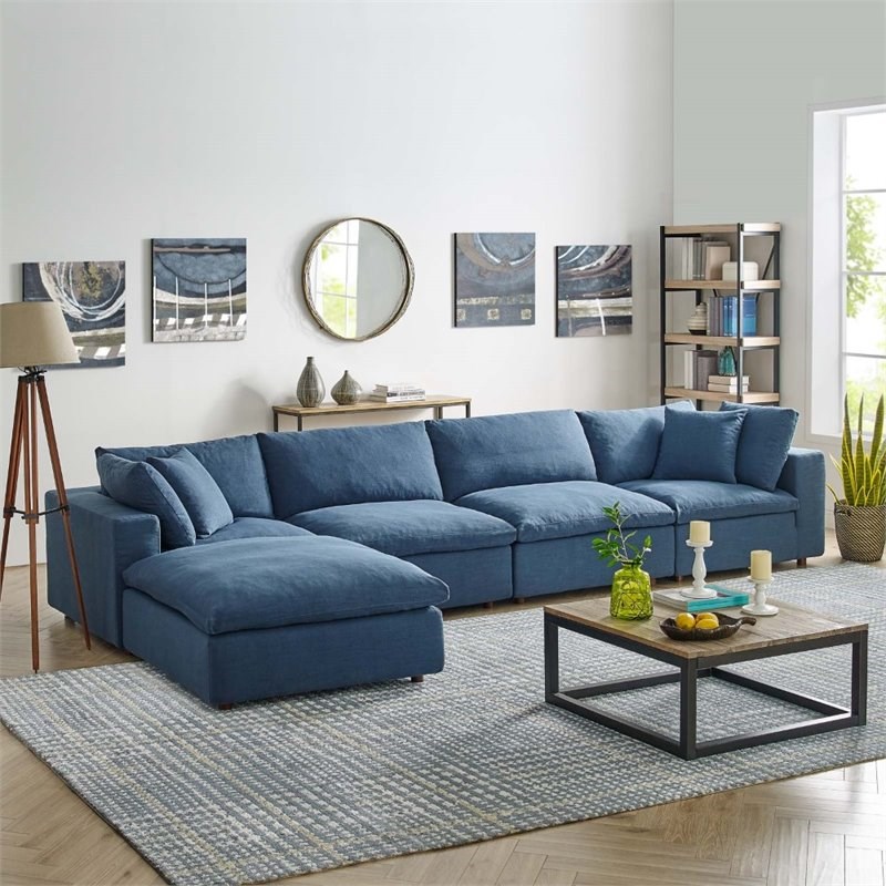 Modway Commix 5 Piece Down Filled Overstuffed Sectional Sofa Set in ...