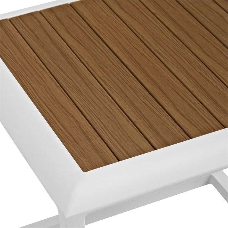 Modway Stance Aluminum Outdoor Side Table in White and Natural