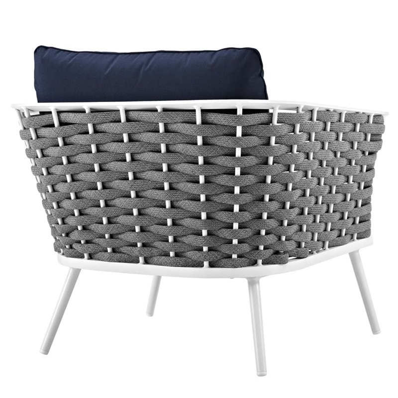 Modway Stance Aluminum Patio Armchair in White and Navy