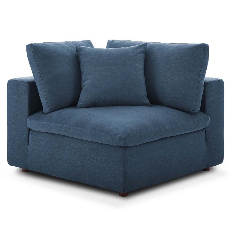 Modway Commix Down Filled Overstuffed Corner Chair in Azure