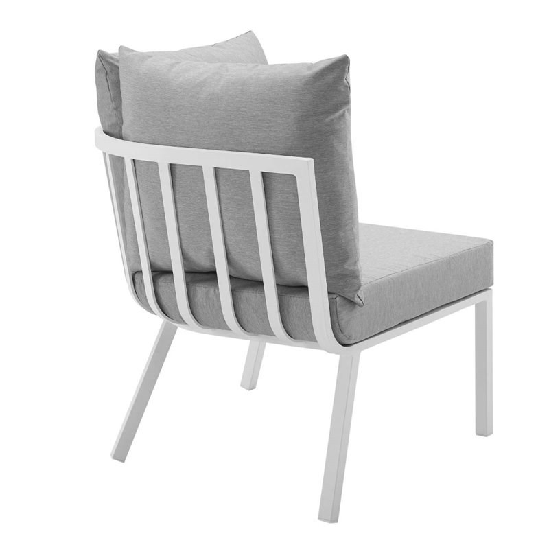 Modway Riverside Aluminum Patio Corner Chair in White and Gray
