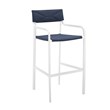 Modway Raleigh Aluminum Stackable Outdoor Bar Stool in White and Navy