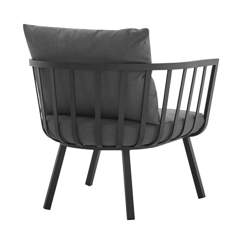 Modway Riverside Aluminum Patio Armchair in Gray and Charcoal