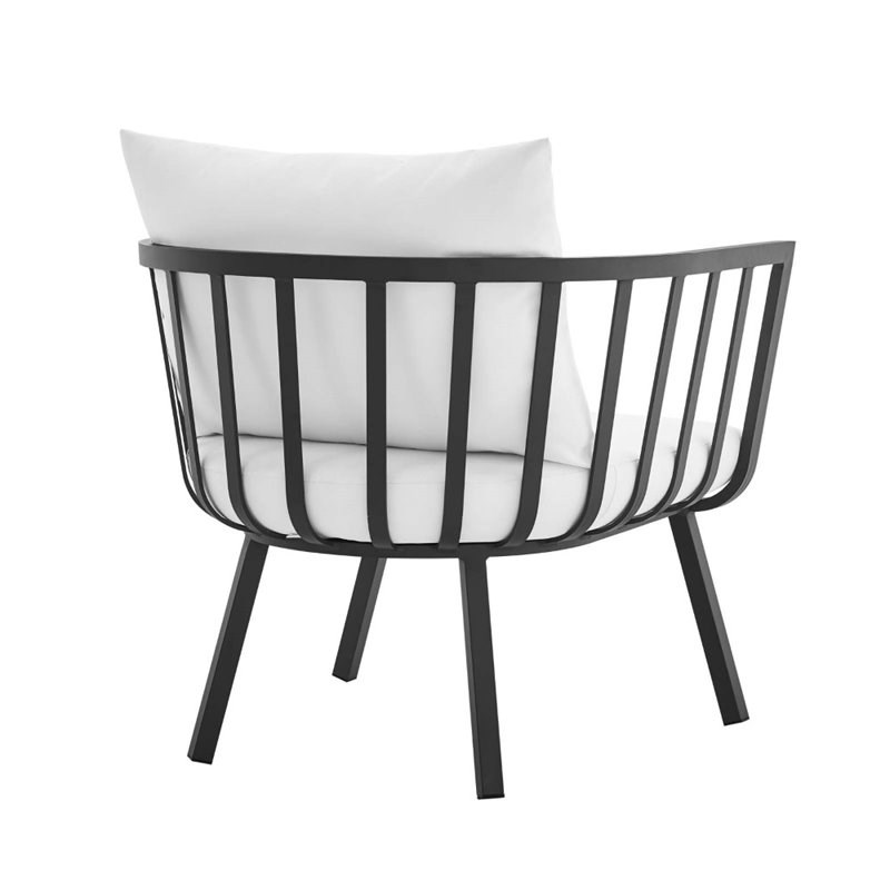 Modway Riverside Aluminum Patio Armchair in Gray and White