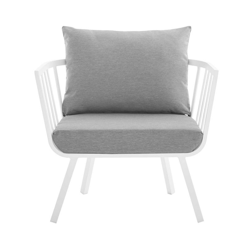 Modway Riverside Aluminum Patio Armchair in White and Gray