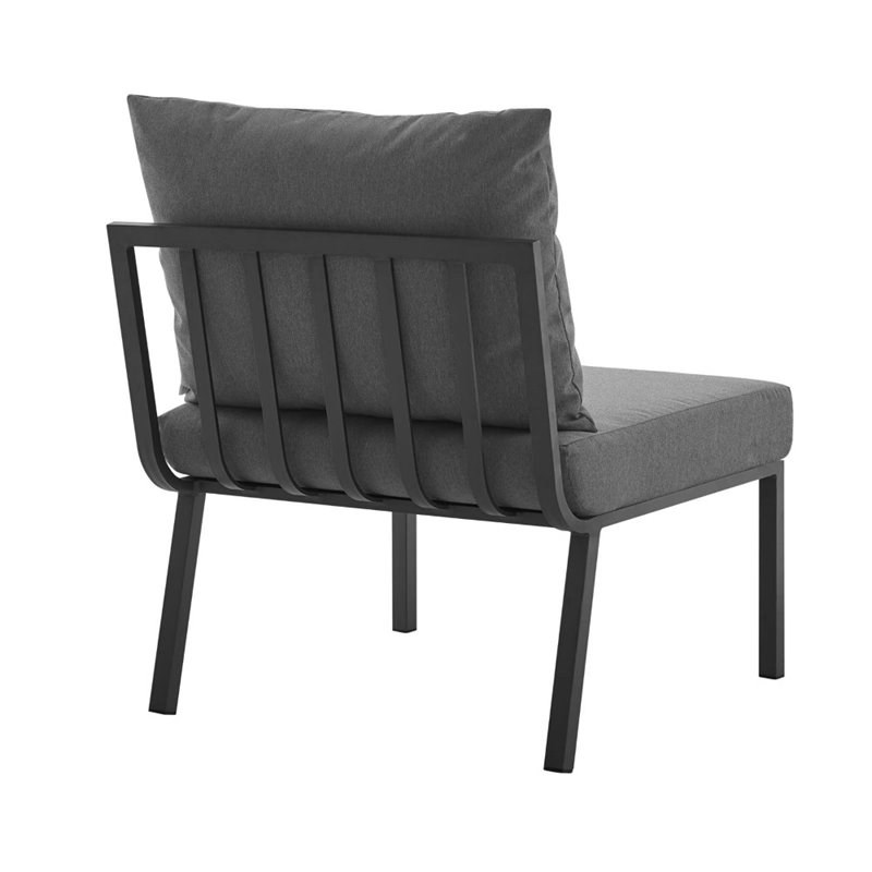 Modway Riverside Aluminum Patio Armless Chair in Gray and Charcoal