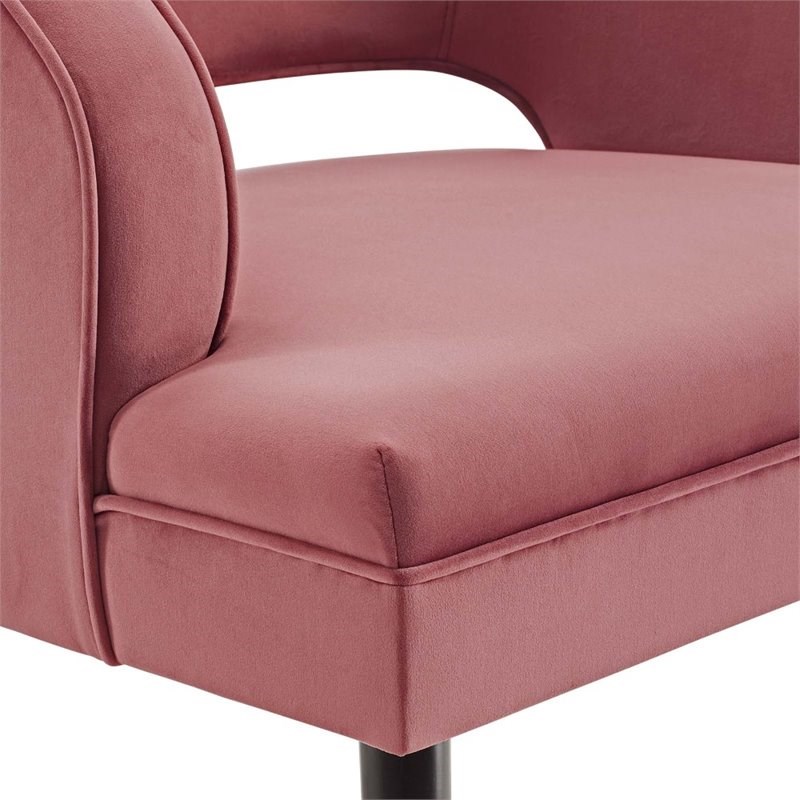 Modway Traipse Button Tufted Velvet Open Back Armchair in Dusty Rose