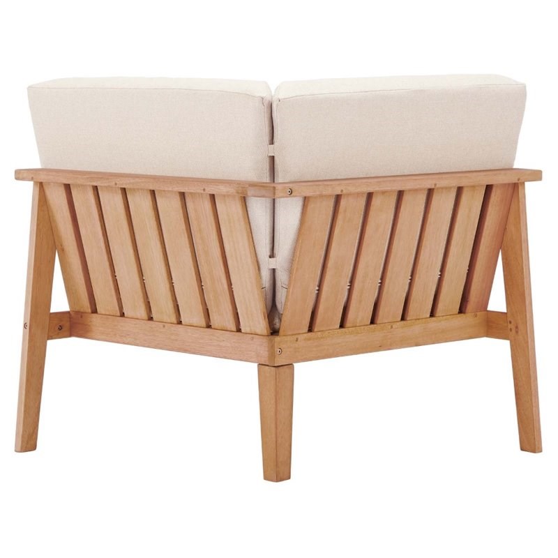 Modway Sedona Eucalyptus Wood Patio Corner Chair in Natural and Taupe