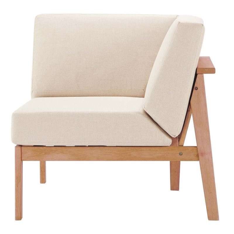 Modway Sedona Eucalyptus Wood Patio Corner Chair in Natural and Taupe