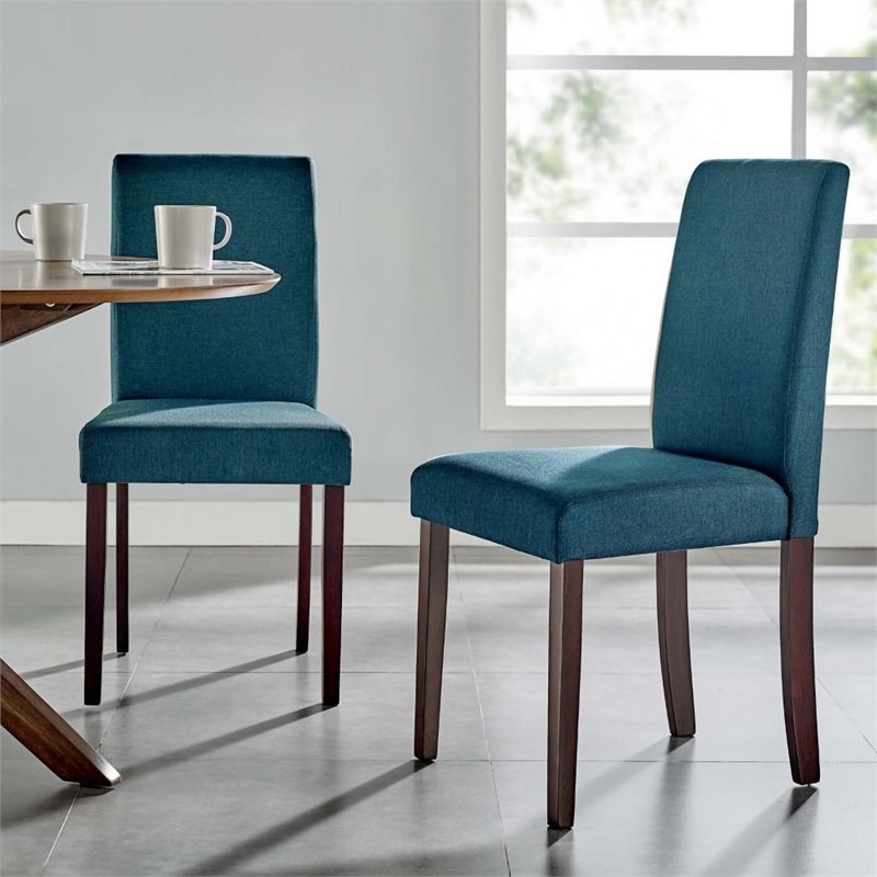 Modway Prosper Upholstered Dining Side Chair in Blue (Set of 2 ...