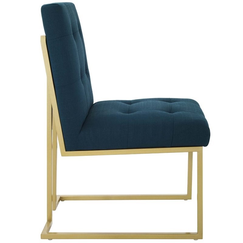 Modway Privy Upholstered Dining Accent Chair in Gold and Azure