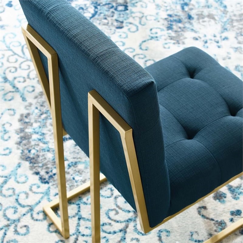Modway Privy Upholstered Dining Accent Chair in Gold and Azure