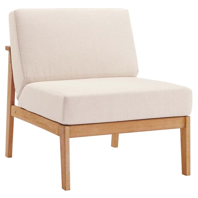 Modway Sedona Eucalyptus Wood Patio Armless Chair in Natural and Taupe