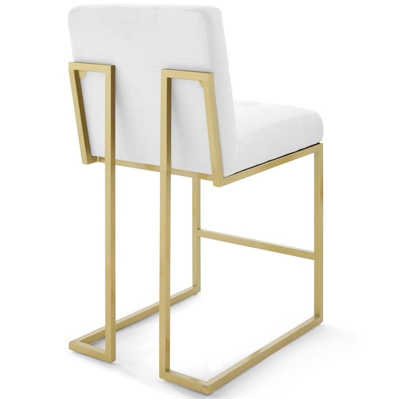 Modway Privy Upholstered Counter Stool in Gold and White