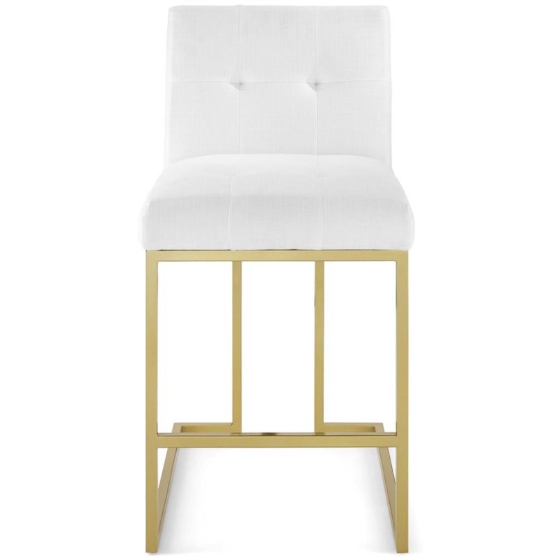 Modway Privy Upholstered Counter Stool in Gold and White