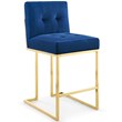 Modway Privy Velvet Counter Stool in Gold and Navy