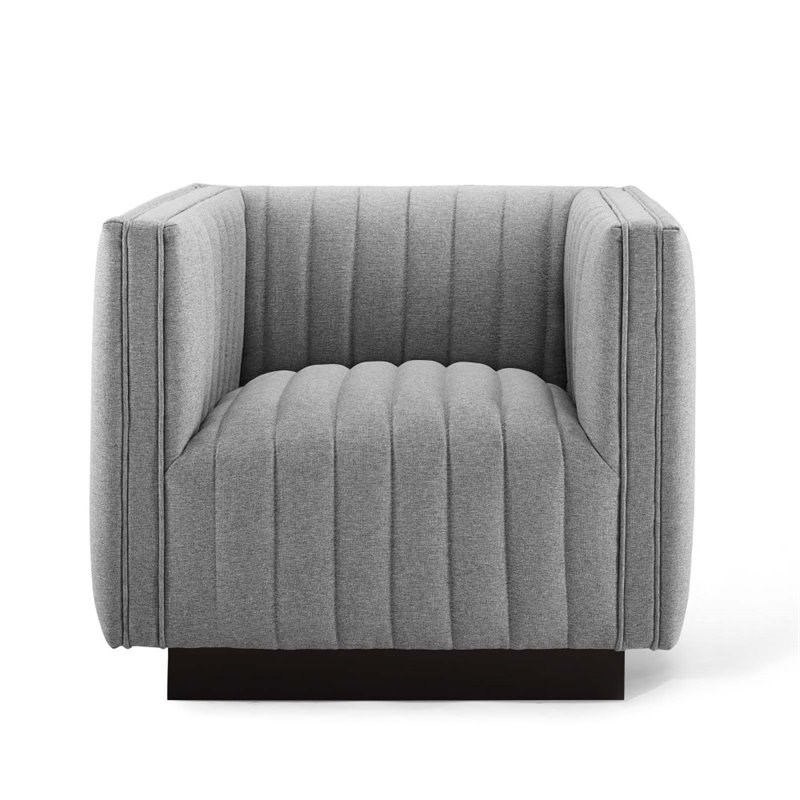 modway conjure tufted upholstered armchair in light gray ...
