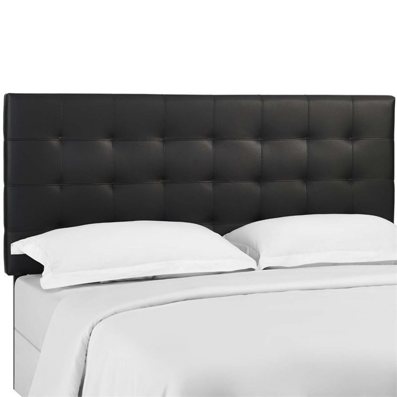Modway Paisley Tufted Faux Leather Full Queen Headboard in Black
