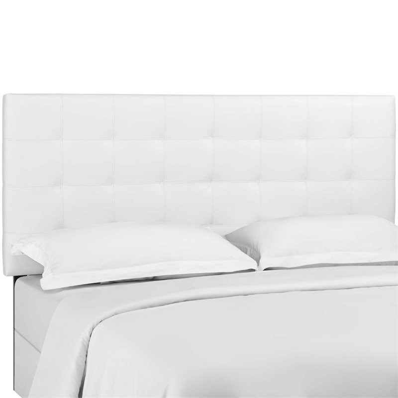 Modway Paisley Tufted Faux Leather Full Queen Headboard in White