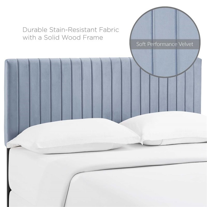 Modway Keira Velvet Full Queen Headboard in Light Blue | Homesquare