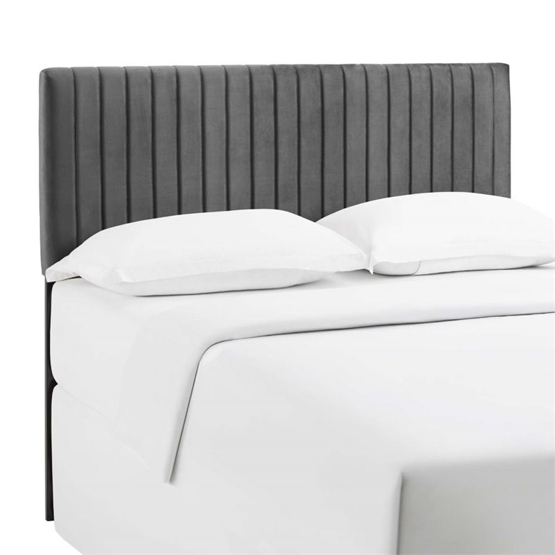 modway keira velvet king california king headboard in gray mod6097gry