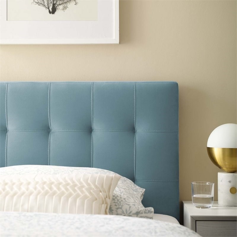 Modway Lily Biscuit Tufted Velvet Twin Headboard in Light Blue | Homesquare