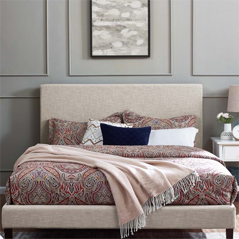 Modway Taylor Upholstered Linen King California King Headboard In Beige ...