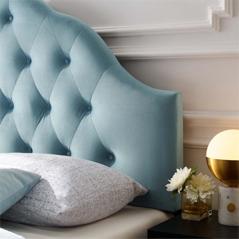 Modway Sovereign Diamond Tufted Velvet Full Headboard in Light Blue ...