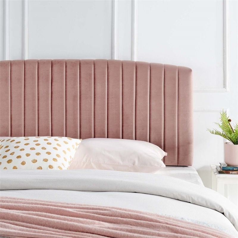 modway rebecca velvet twin headboard in dusty rose - mod-6140-dus