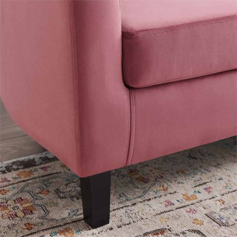 modway prospect performance velvet button tufted loveseat in dusty rose