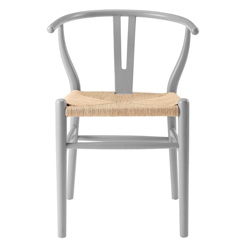 Modway Amish Mid Century Wooden Dining Side Chair in Light Gray