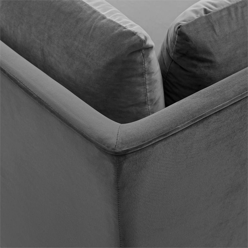 Modway Ardent Performance Velvet Upholstered Corner Sectional Chair in Gray