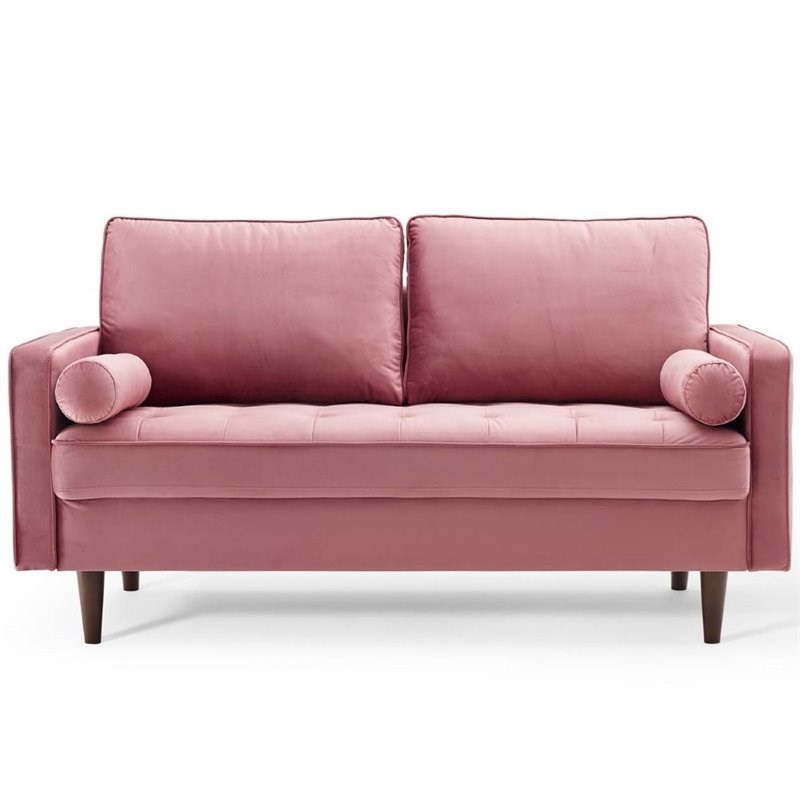 Modway Valour Mid Century Modern Performance Velvet Loveseat in Dusty