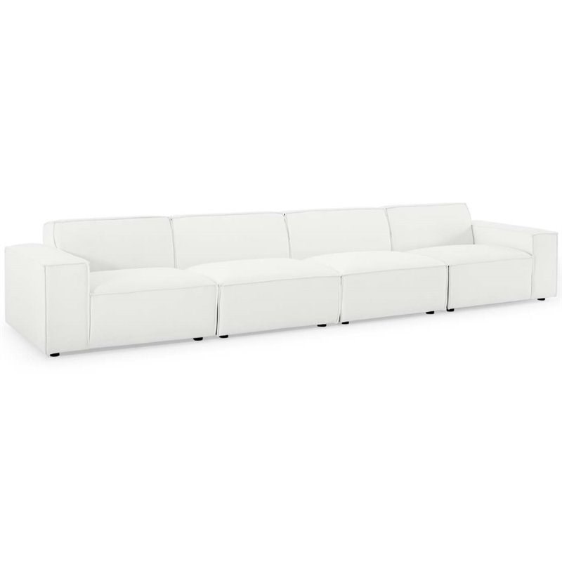 Fabric Upholstered Modular Sofa, Coaster Quinn Transitional Modular Leather Sectional Sofa In White