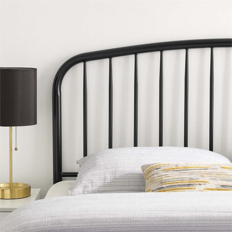 Modway Nova Modern Farmhouse Full Metal Spindle Headboard in Black