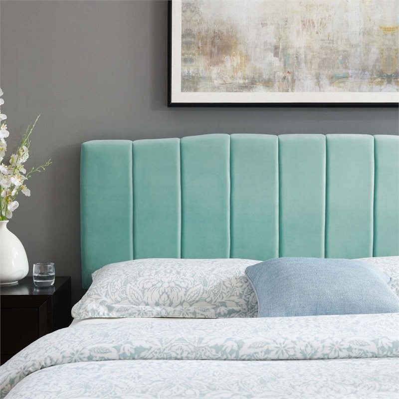 Modway Camilla Channel Performance Velvet Tufted Twin Headboard In Mint 