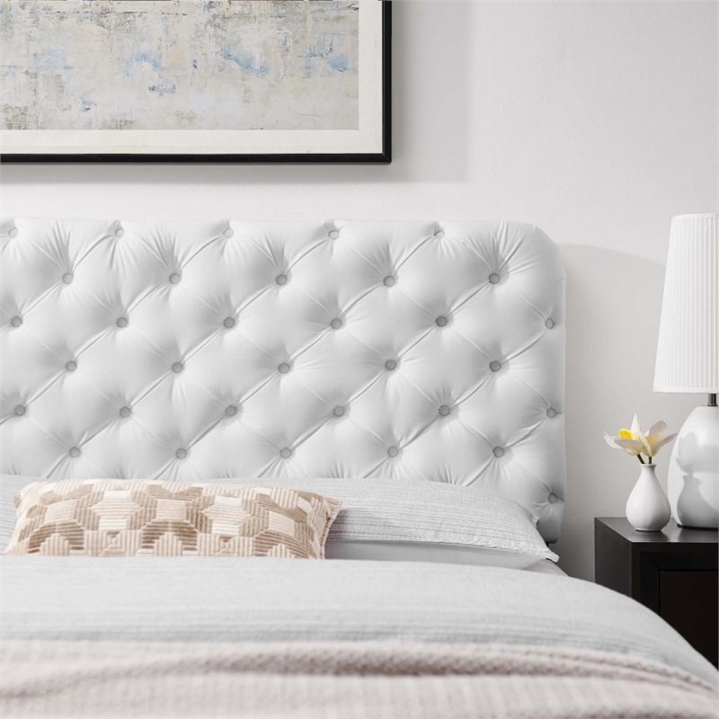 Modway Lizzy Perfomance Velvet Tufted Twin Headboard in White Homesquare