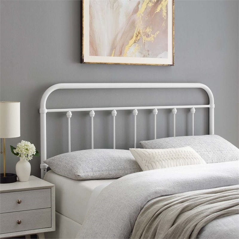 Modway Sage Modern Farmhouse Twin Metal Spindle Headboard in White ...