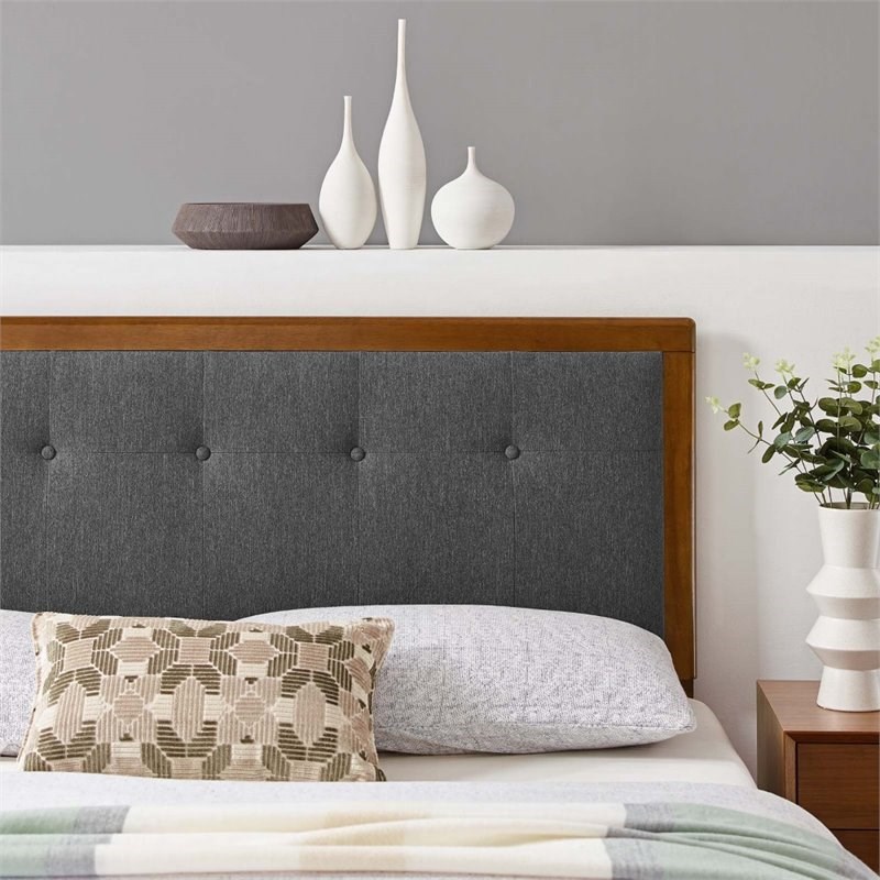 Modway Draper Fabric Tufted Twin Headboard In Walnut And Charcoal   2127882 4 L 