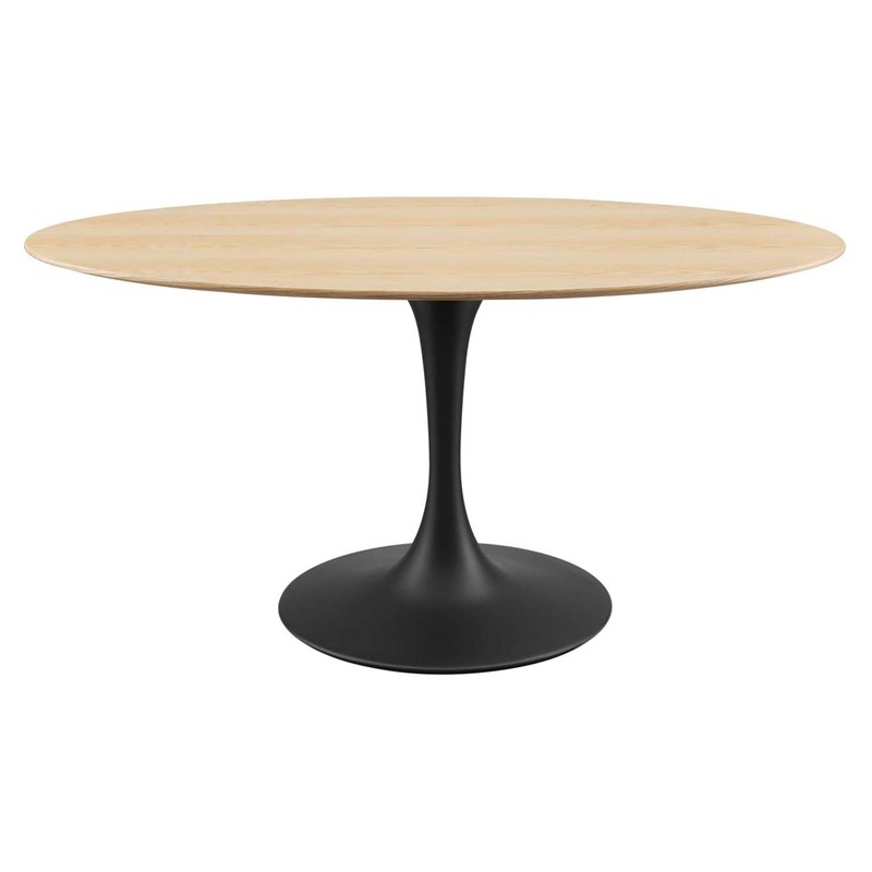 Modway Lippa 60 Oval Modern Wood And Metal Dining Table In Naturalblack Homesquare 7364