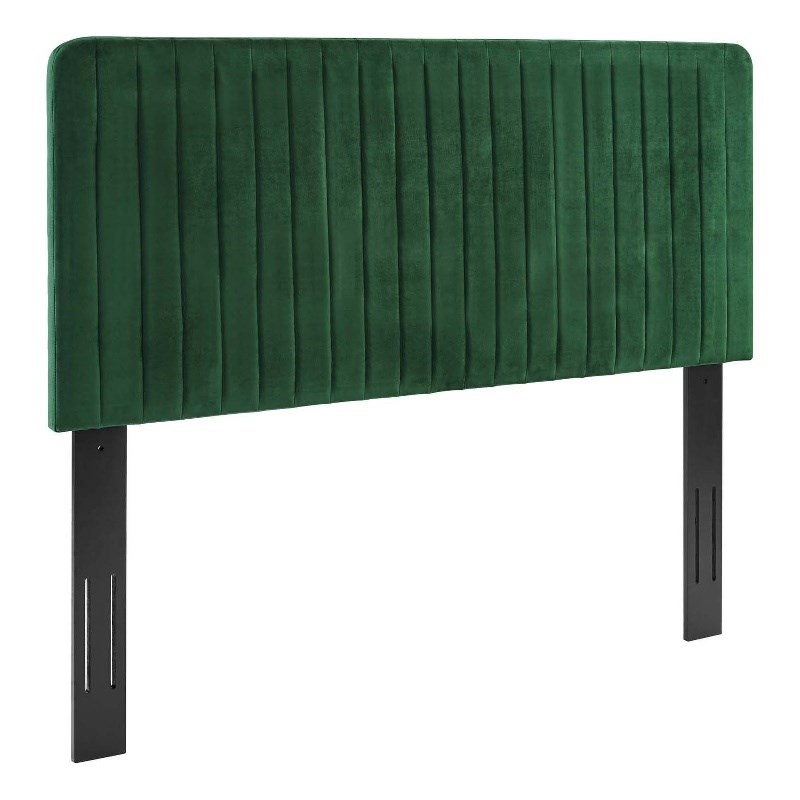 Modway Milenna Full/Queen Channel Tufted Velvet Headboard in Emerald